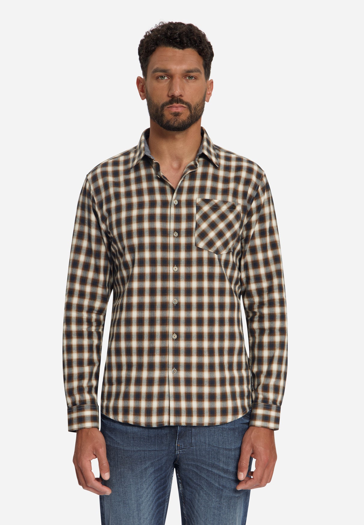 Chemise à carreaux en coton | Caramel