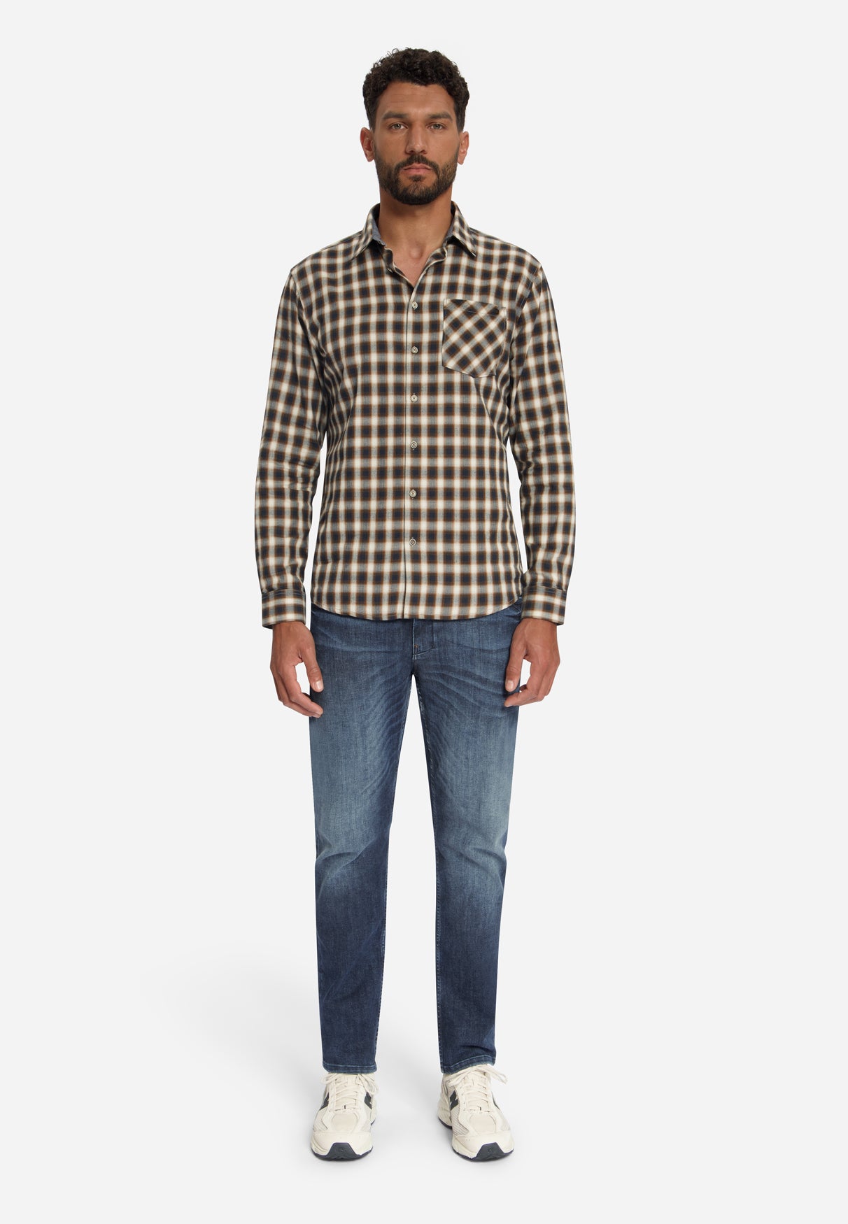 Chemise à carreaux en coton | Caramel