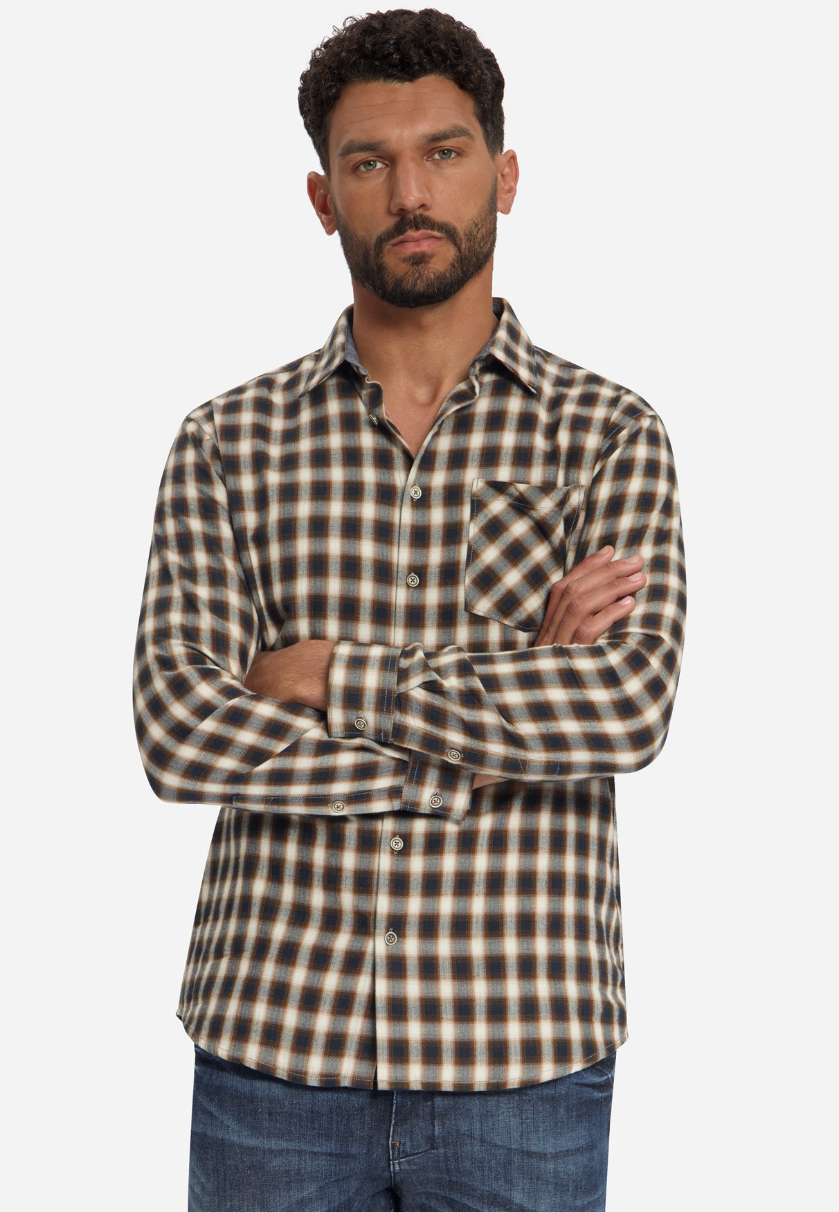 Chemise à carreaux en coton | Caramel