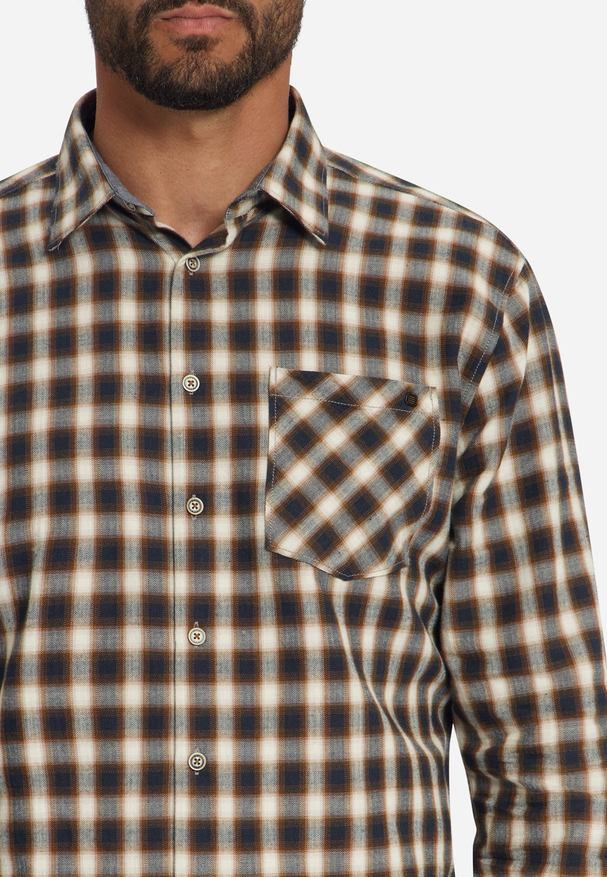 Chemise à carreaux en coton | Caramel