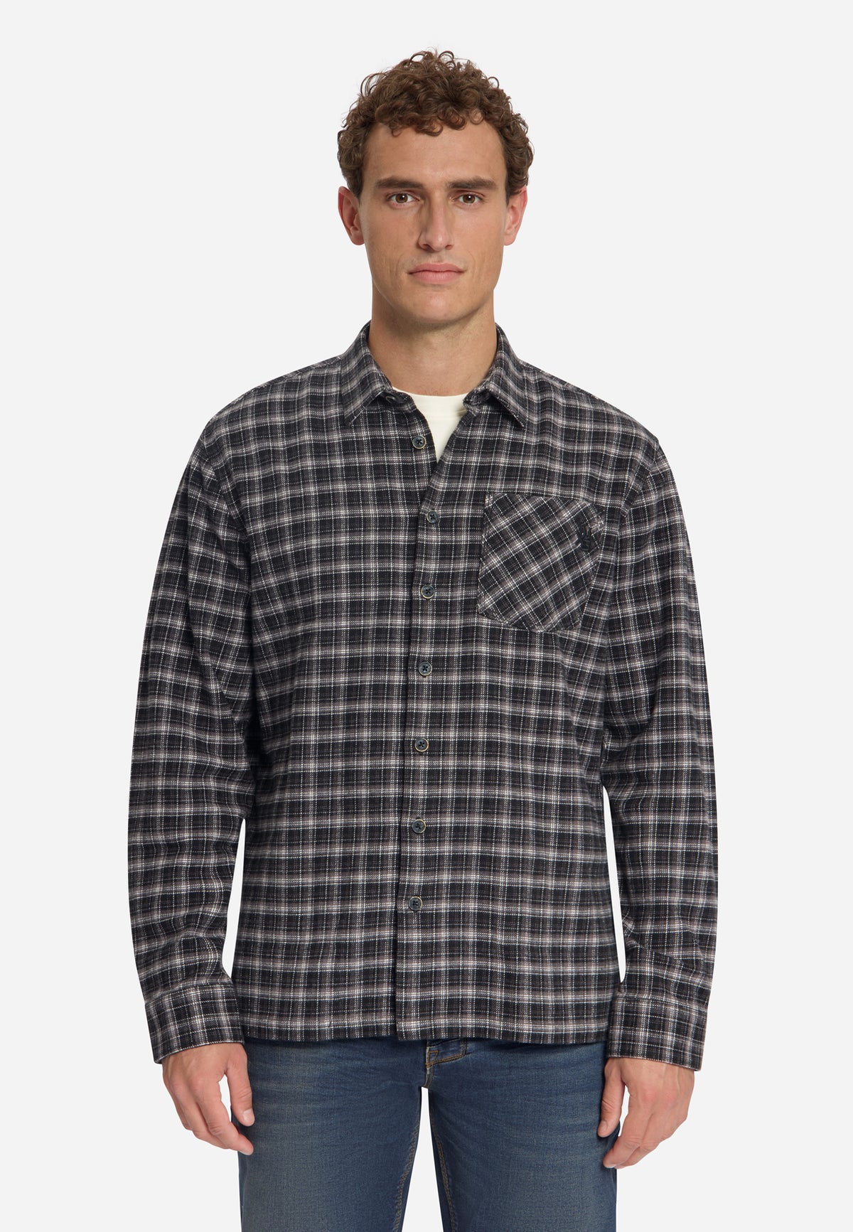 Chemise en coton à carreaux | Noire