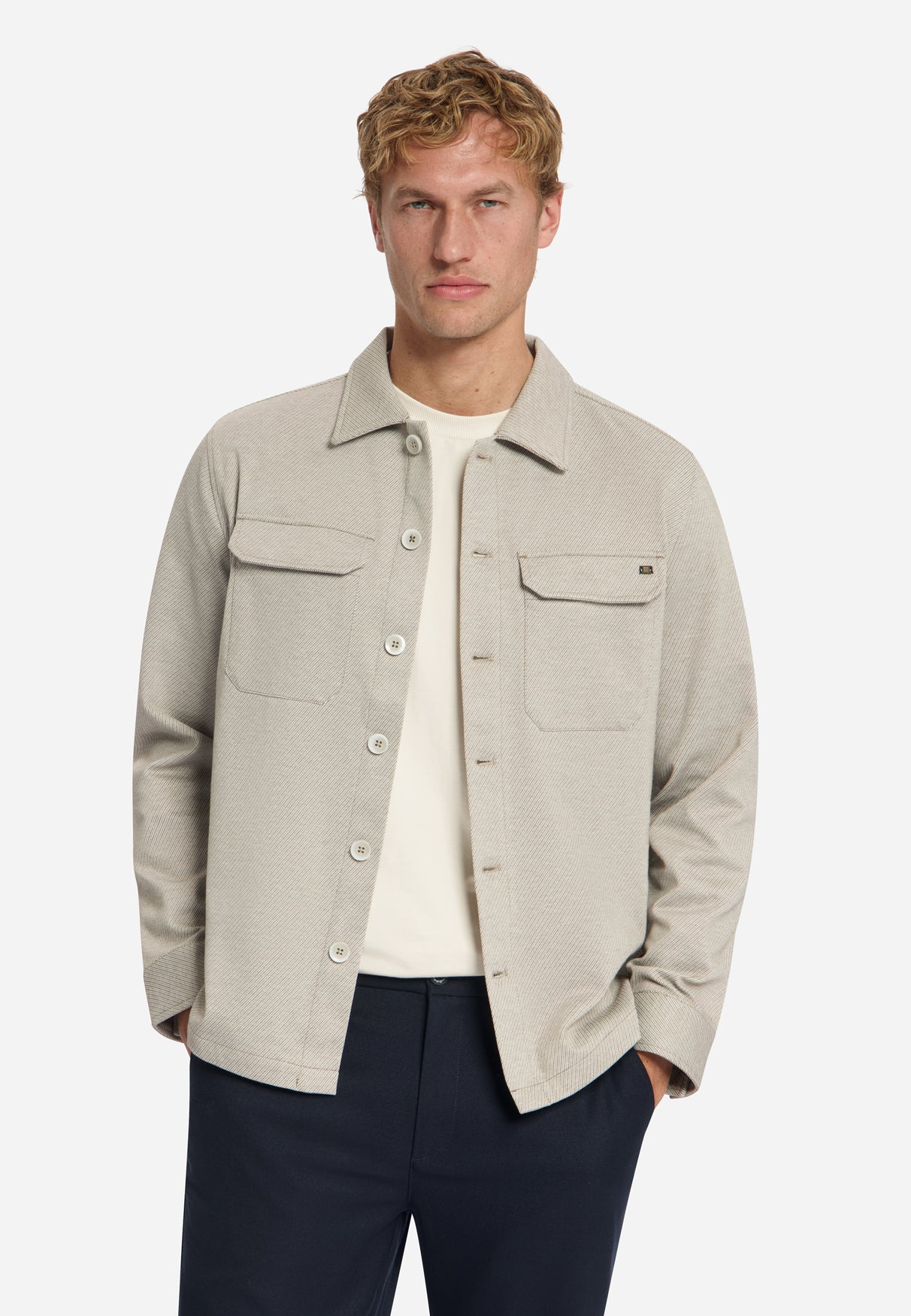 Melange Twill Overshirt | Light Brown