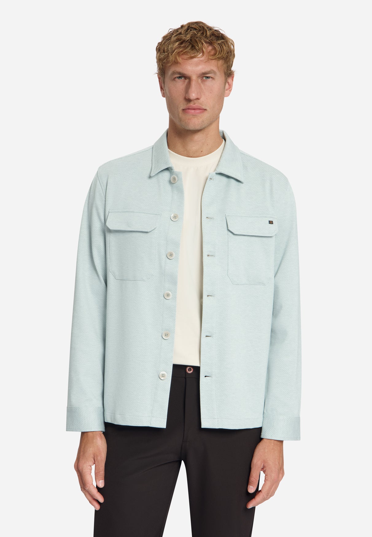 Surchemise En Sergé Chiné | Dusty Blue