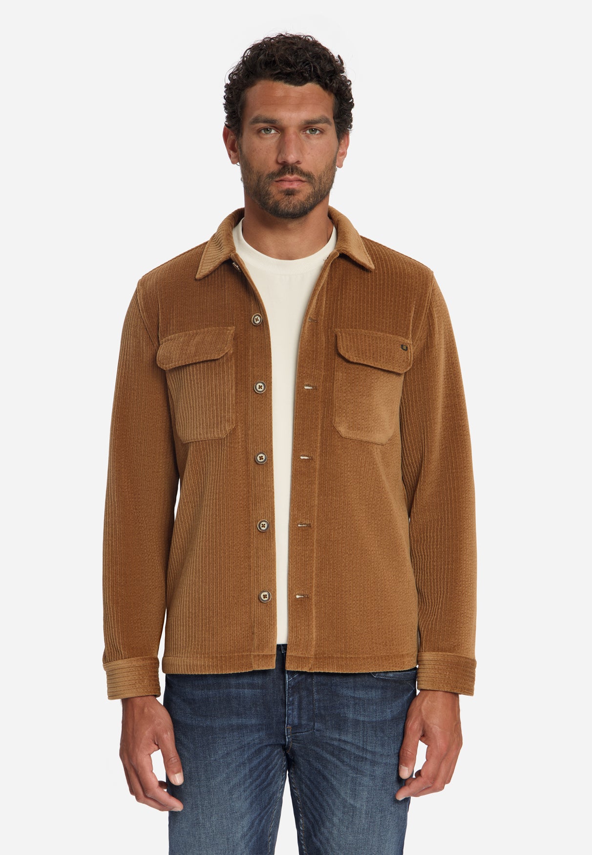 Surchemise en Velours Côtelé Stretch | Caramel