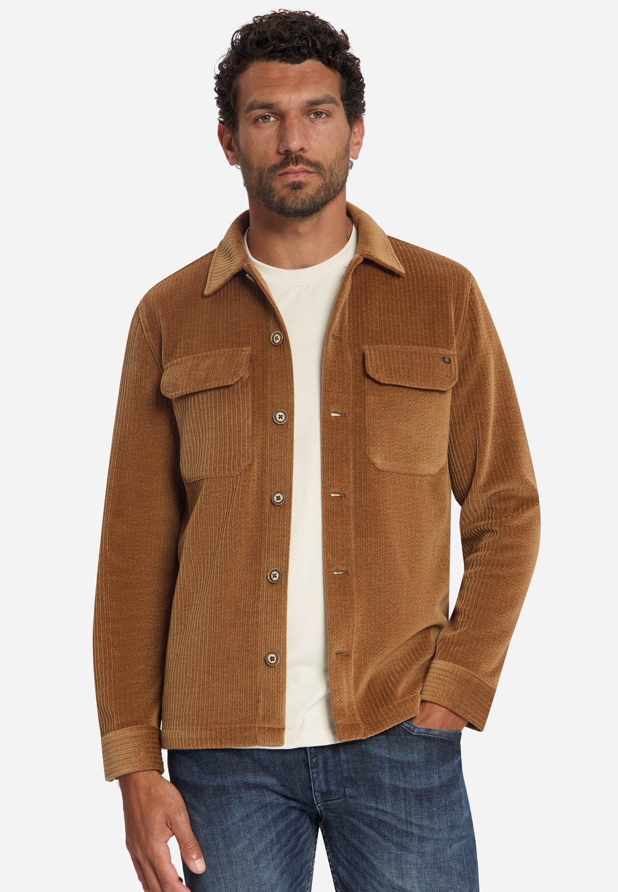 Surchemise en Velours Côtelé Stretch | Caramel