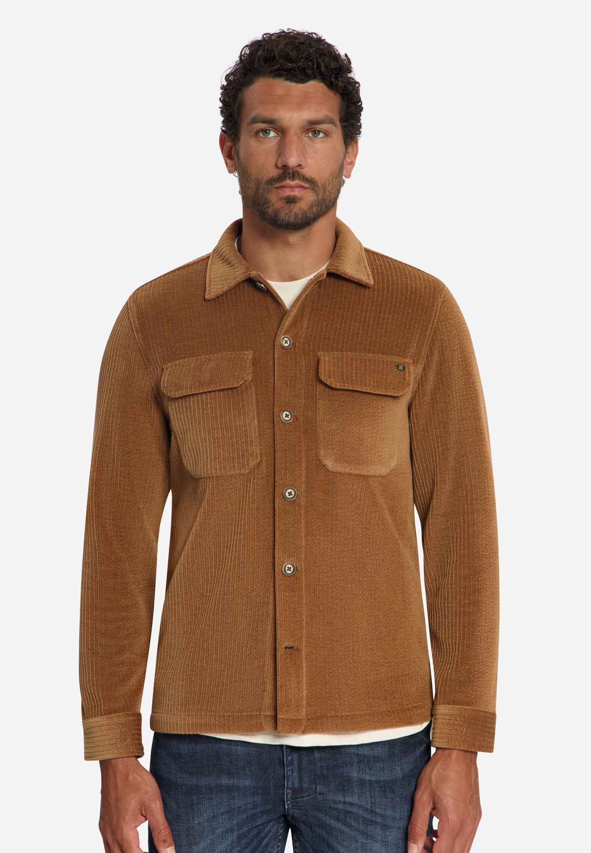 Surchemise en Velours Côtelé Stretch | Caramel
