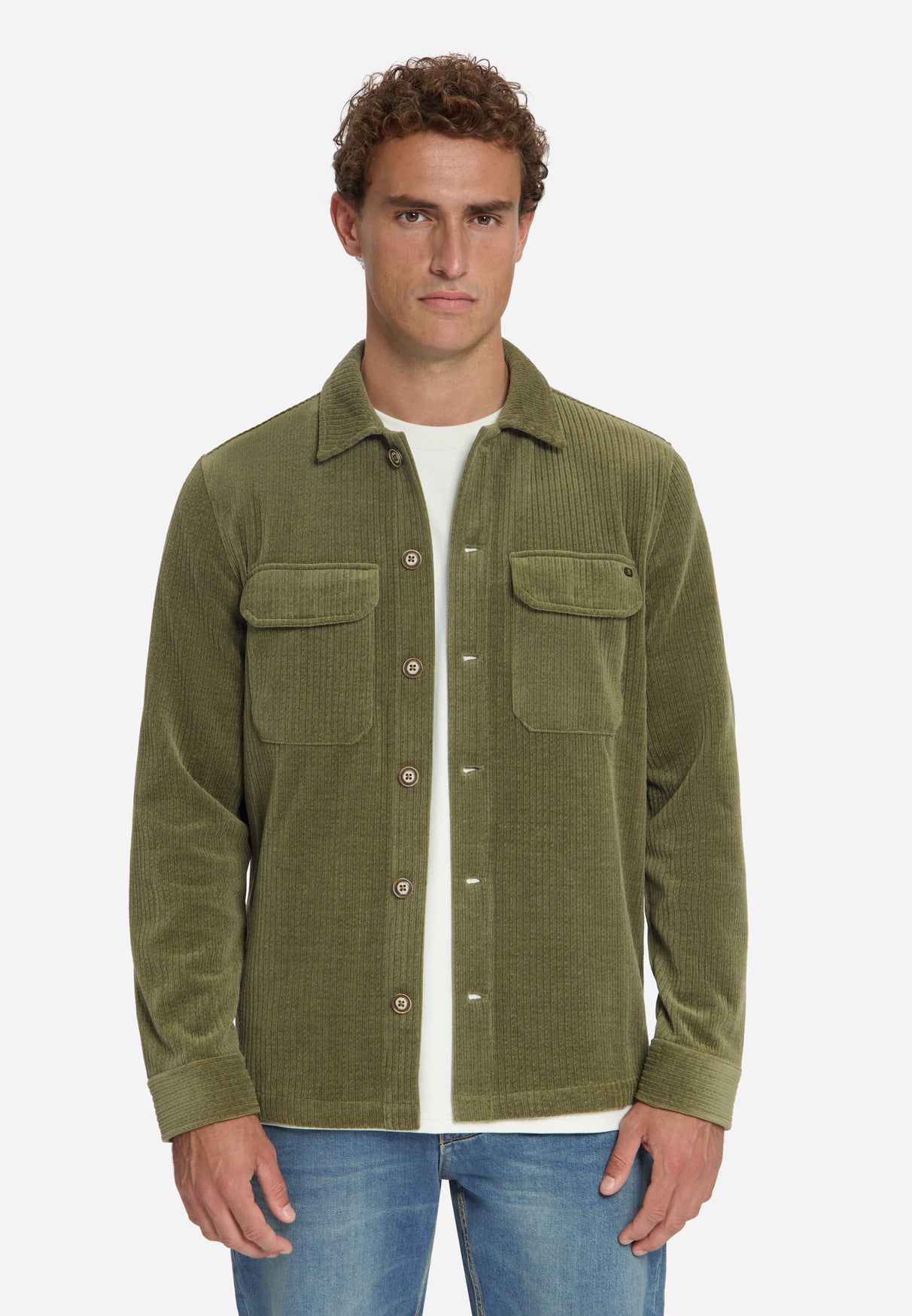Surchemise en Velours Côtelé Stretch | Army