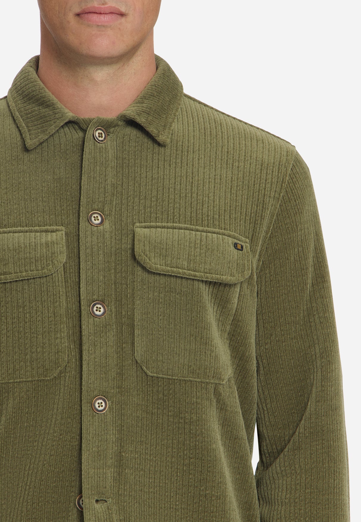 Surchemise en Velours Côtelé Stretch | Army