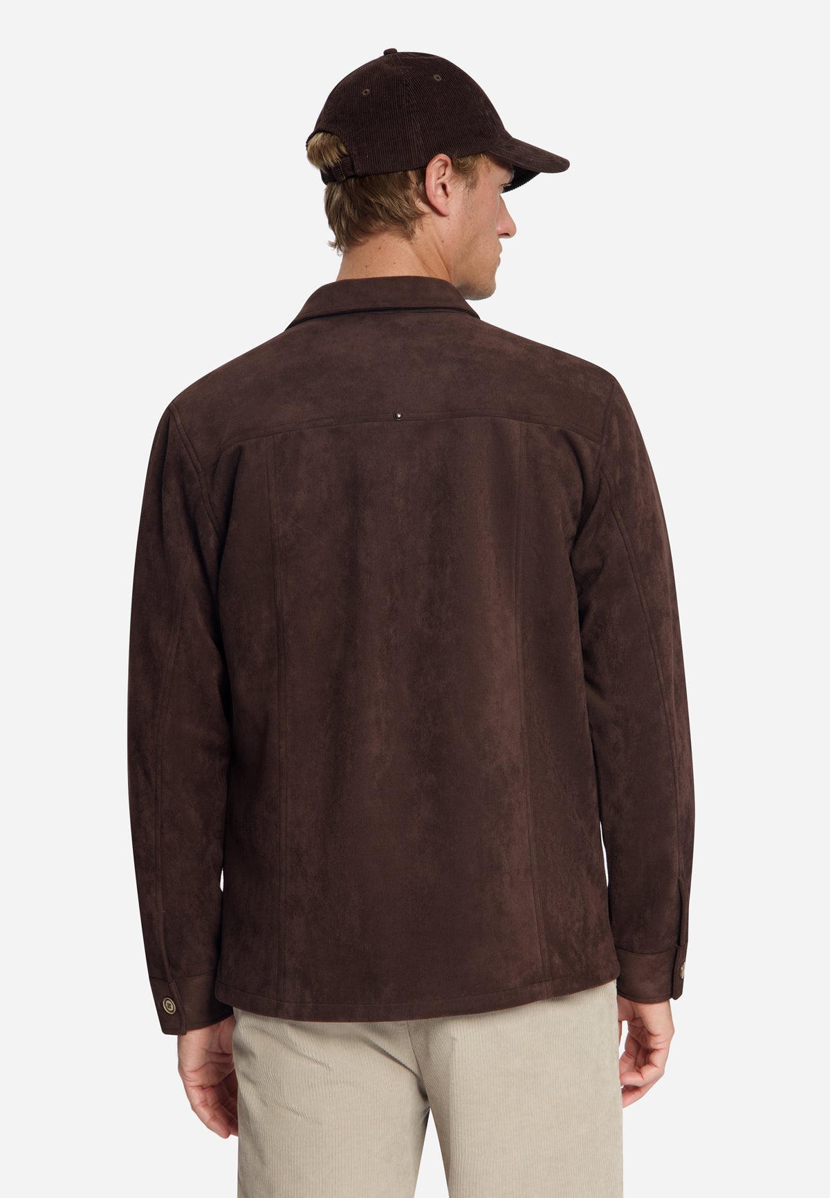 Overshirt met suèdelook | Dark Brown