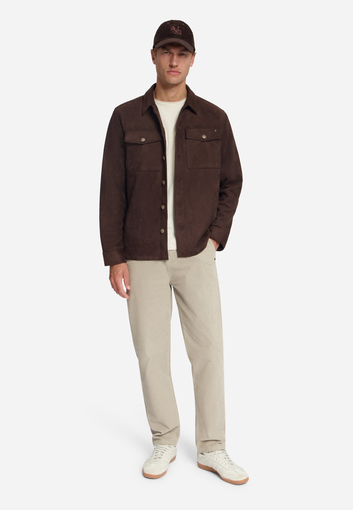 Overshirt met suèdelook | Dark Brown