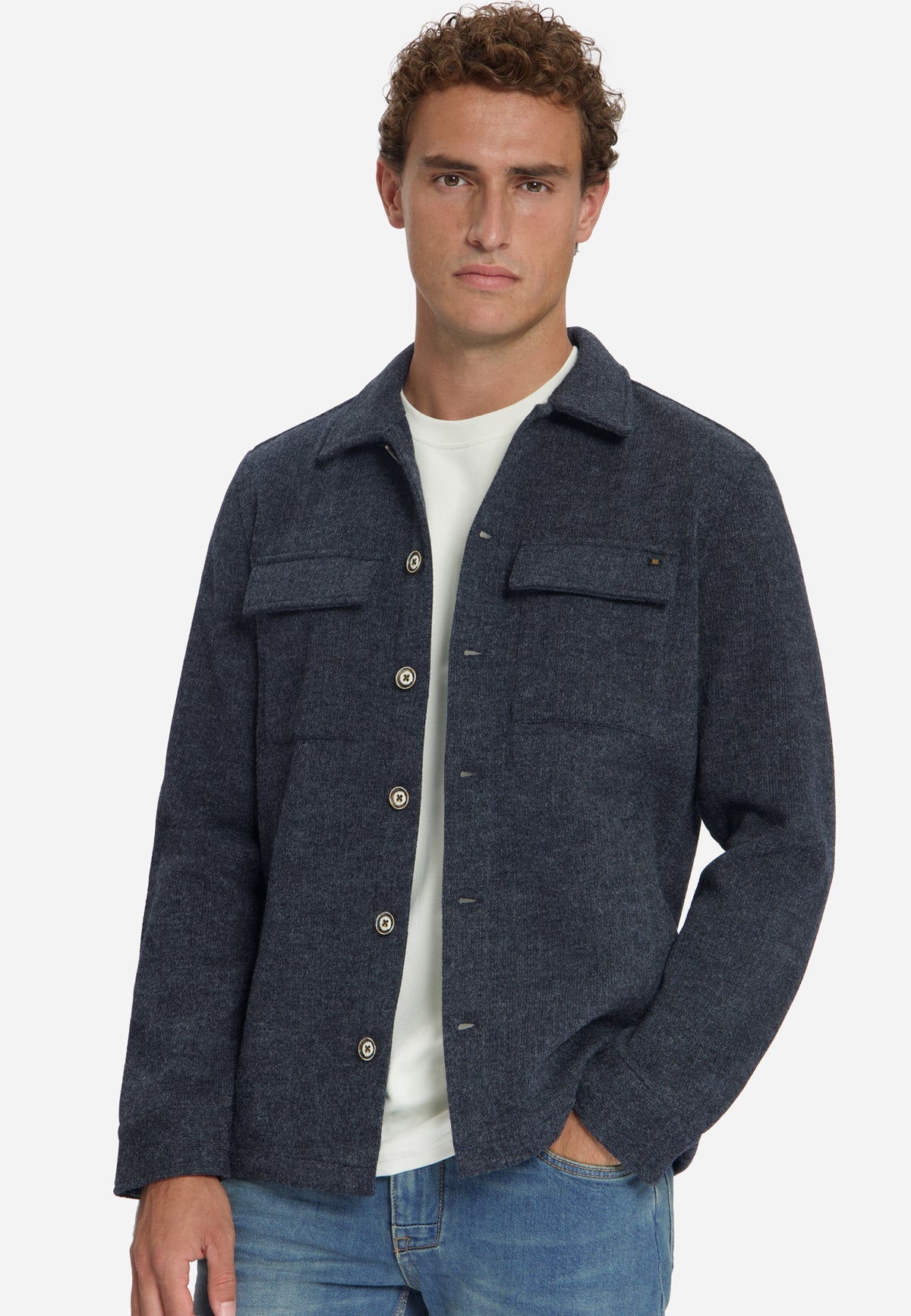 Overshirt met wollook | Dark Night