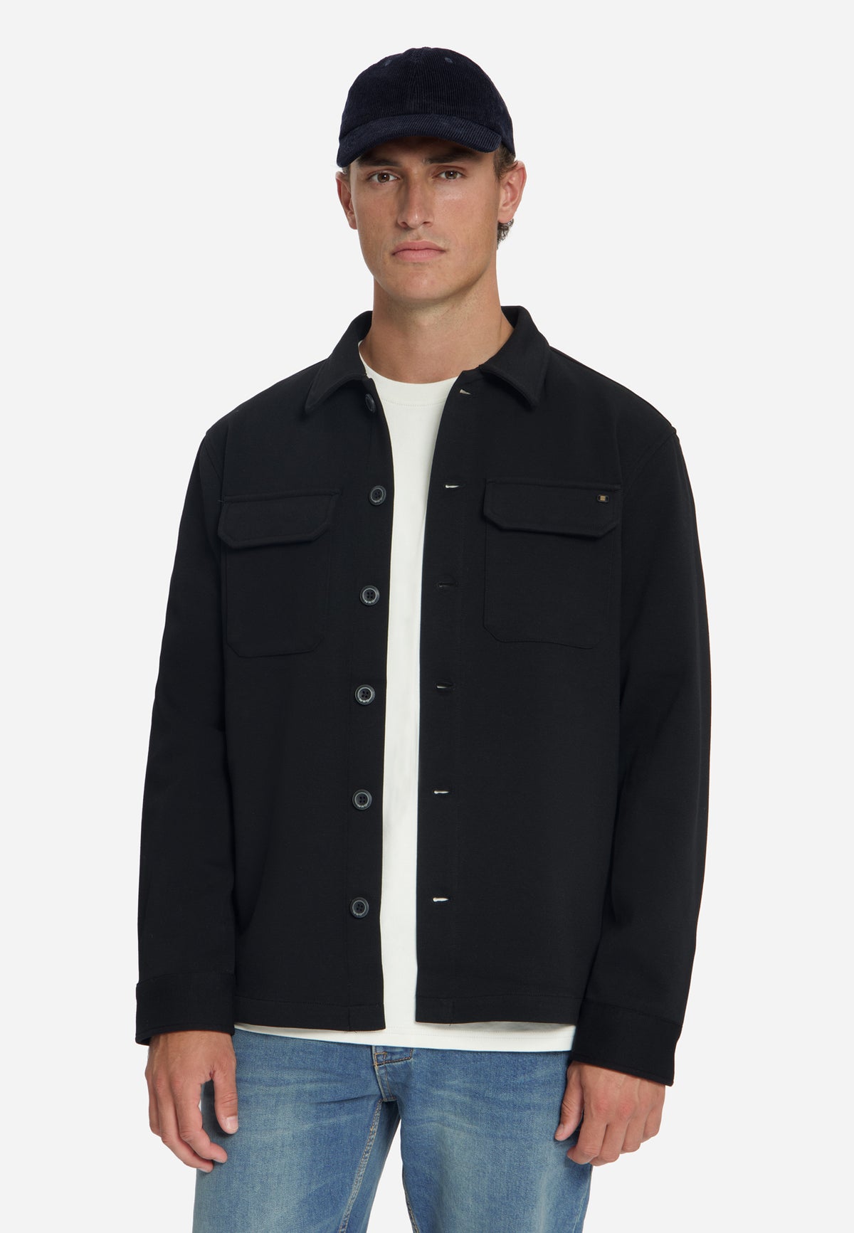 Piqué sweat overshirt | Black
