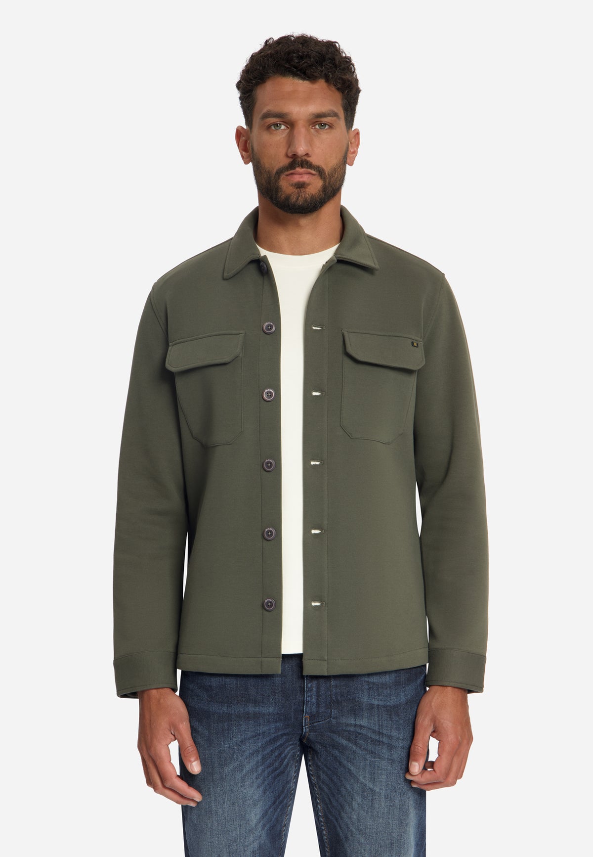 Piqué sweat overshirt | Army