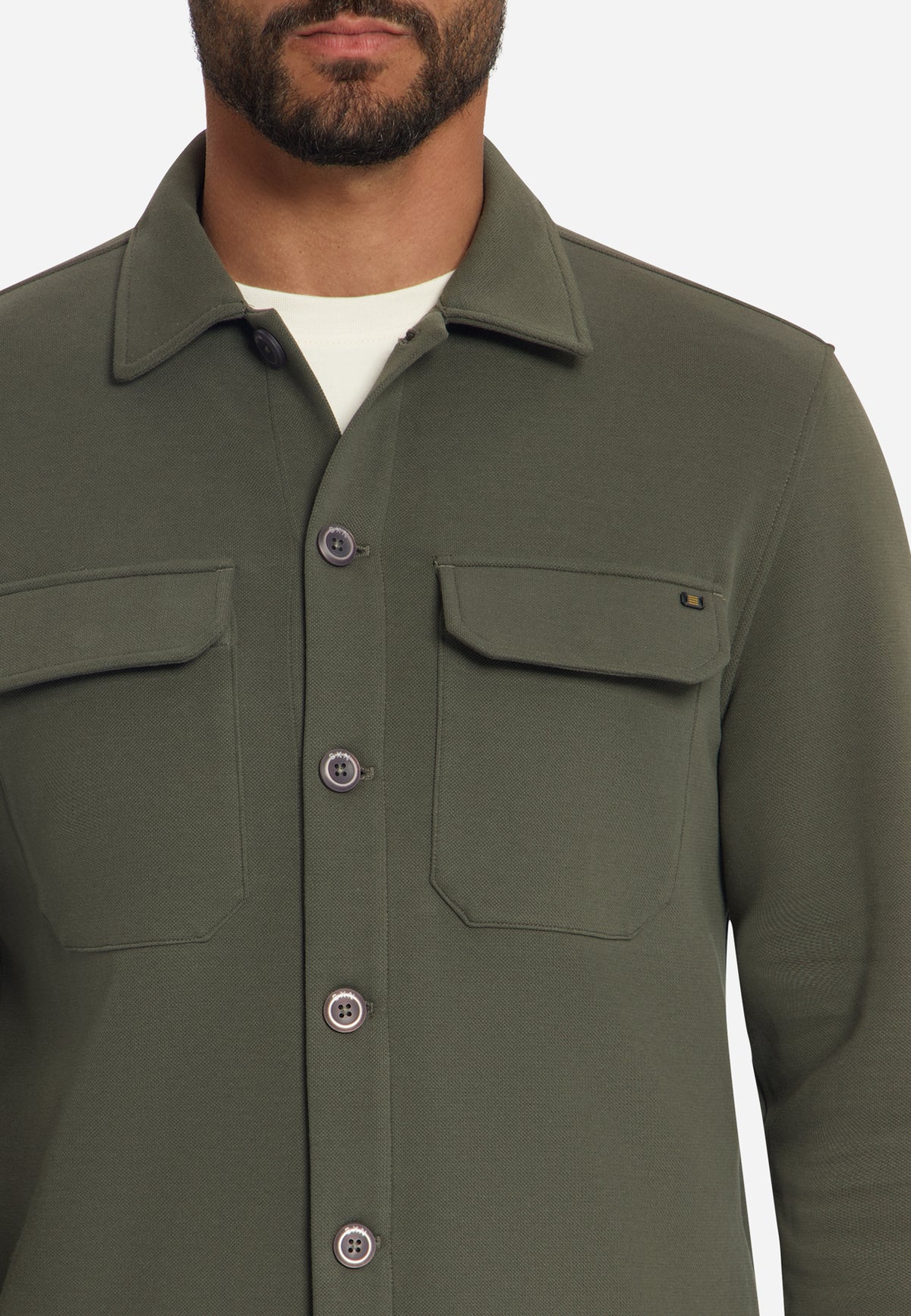 Piqué sweat overshirt | Army