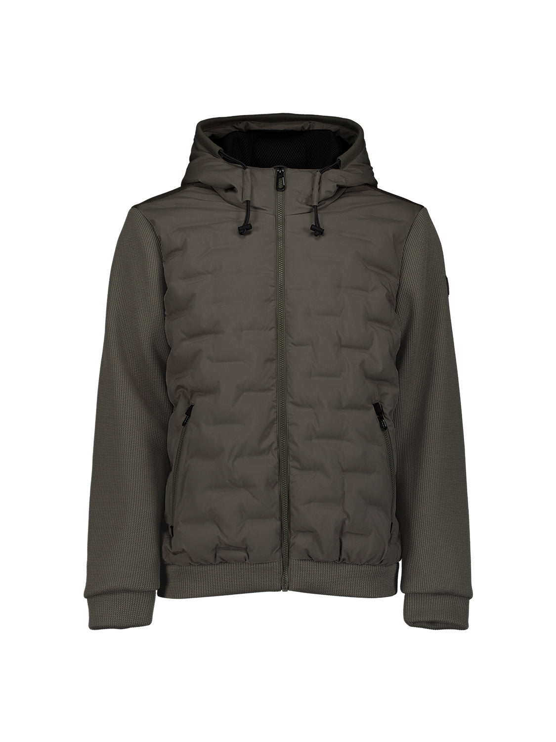 Veste à coupe courte, capuche intégrée, mélange de mailles | Army