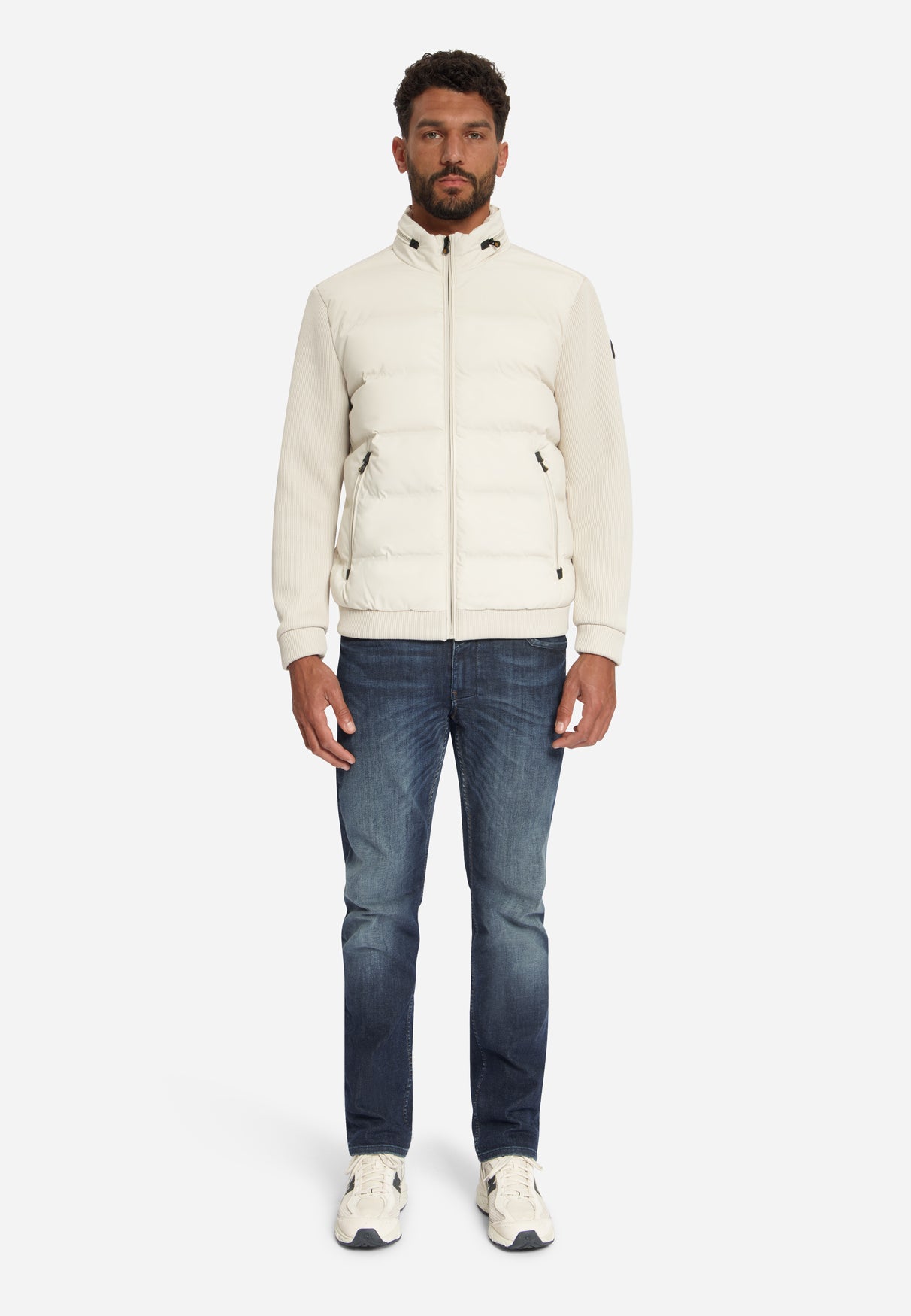 Jacket Short Fit Sealed Knitted Mix | Stone