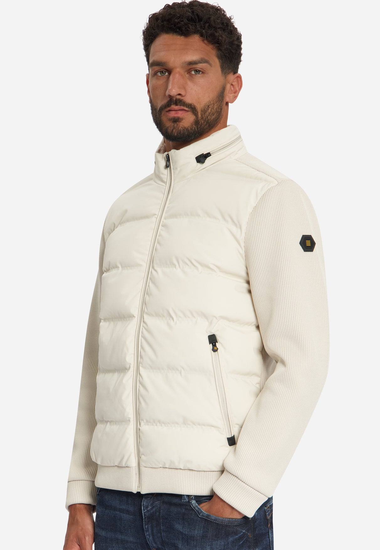 Jacket Short Fit Sealed Knitted Mix | Stone