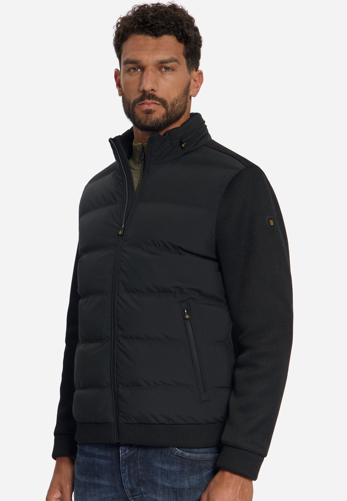 Jacket Short Fit Sealed Knitted Mix | Black