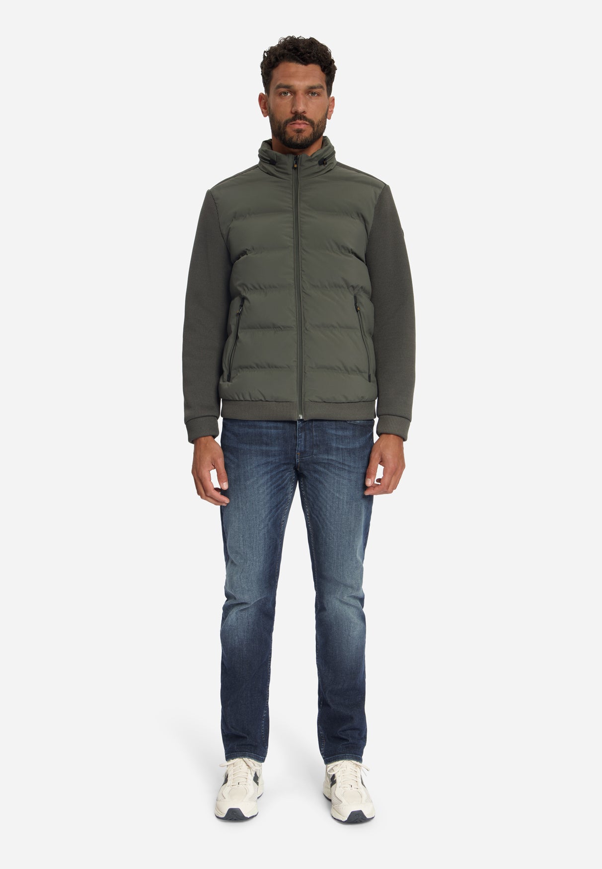 Jacket Short Fit Sealed Knitted Mix | Army
