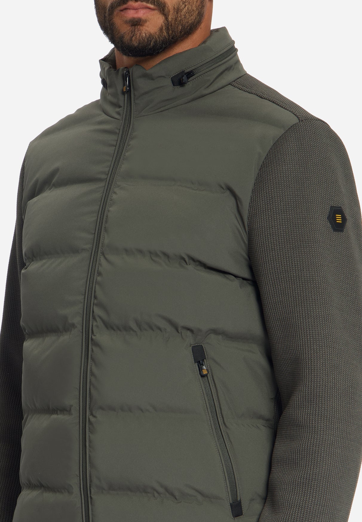 Jacket Short Fit Sealed Knitted Mix | Army