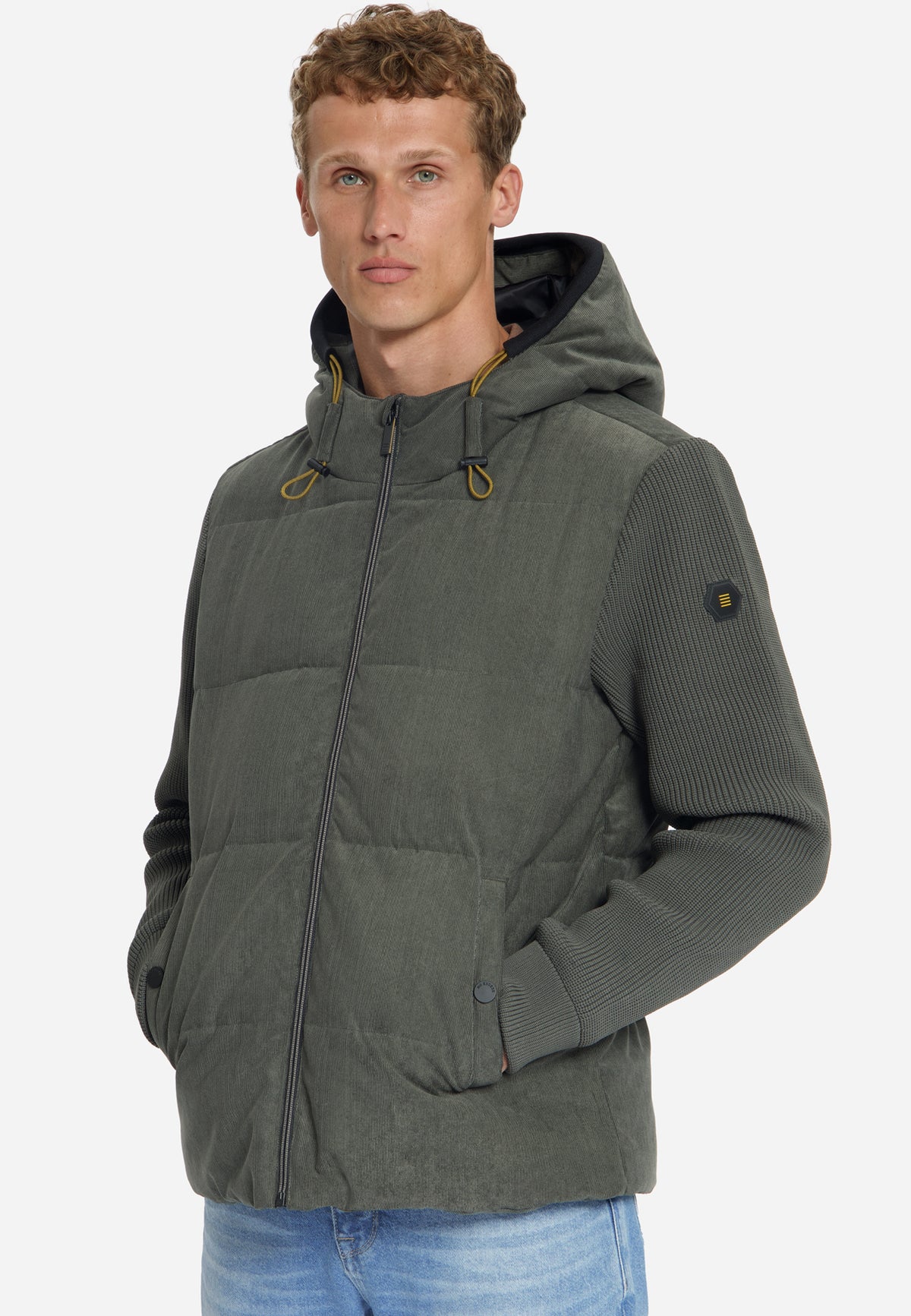 Veste à capuche en velours côtelé mélangé | Army
