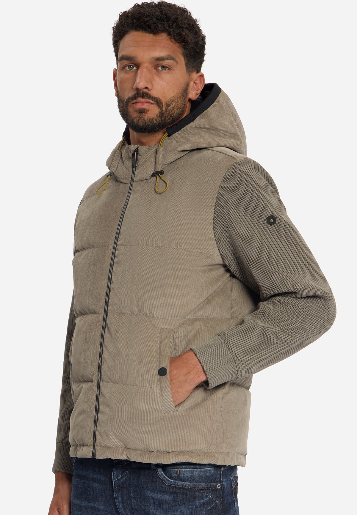 Veste à capuche en velours côtelé mélangé | Mud