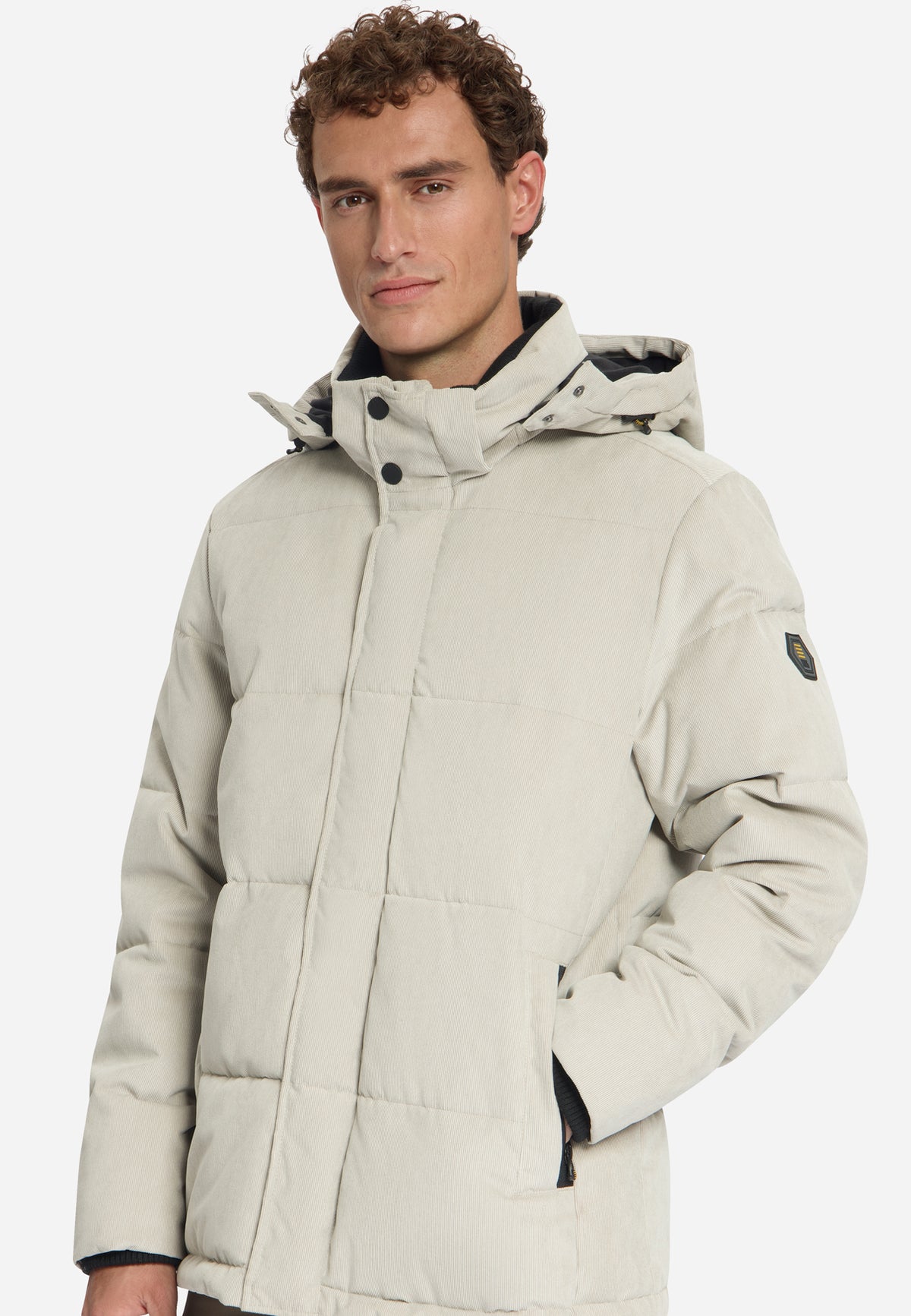 Veste à capuche en velours côtelé | Stone