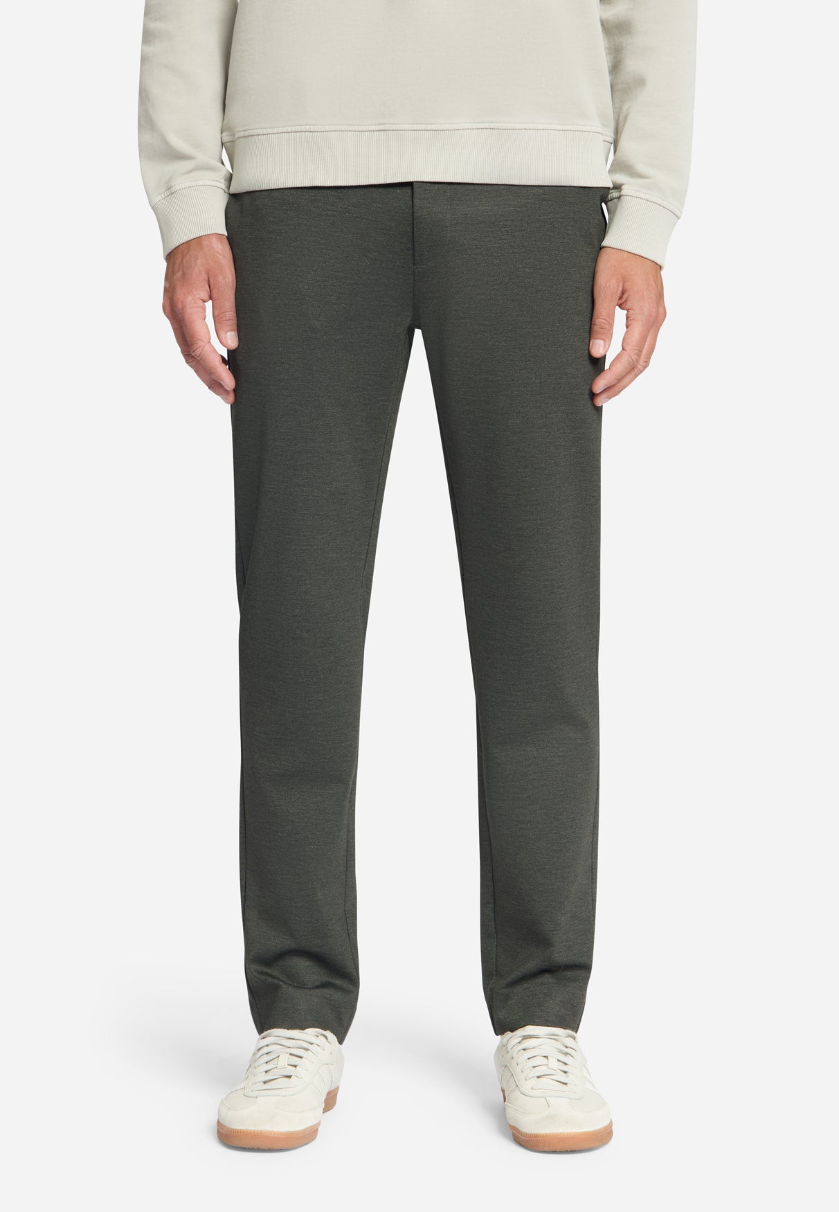 Broek van jersey Melange, regular fit | Army