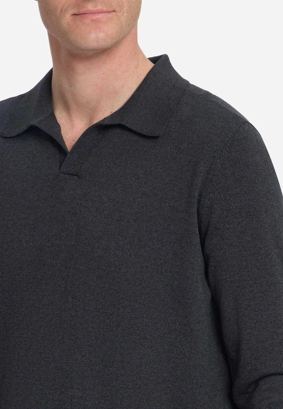 Gemêleerde polo trui | Dark Grey
