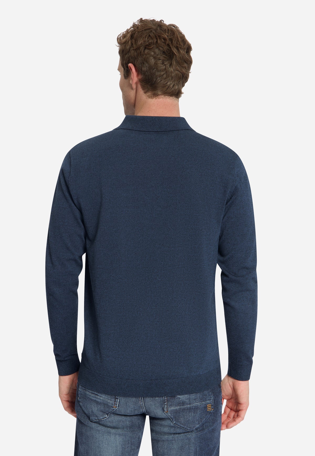 Melange Polo Jumper | Navy