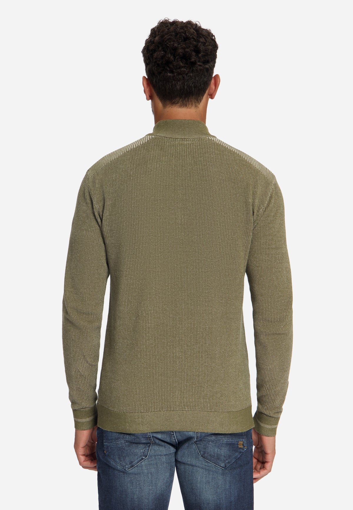 Plated half-zip trui | Moss