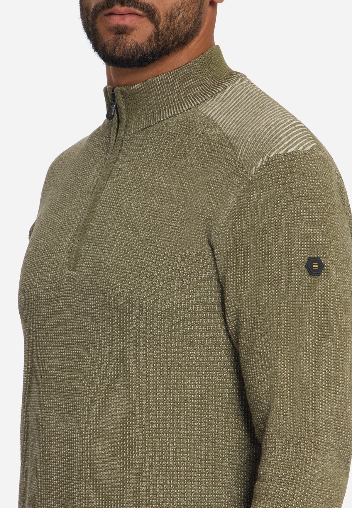 Plated half-zip trui | Moss