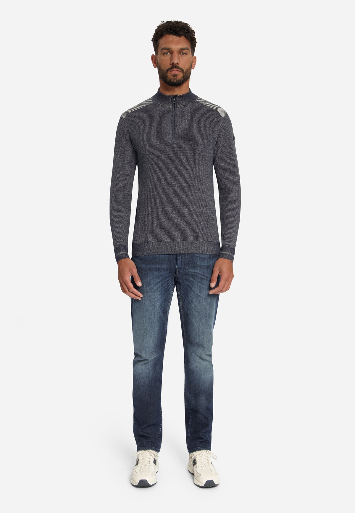 Plated half-zip trui | Dark Night