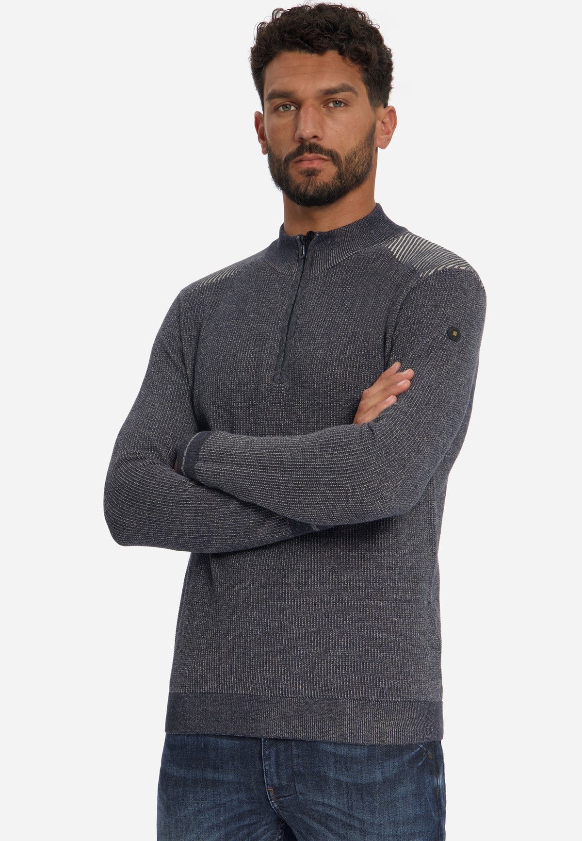 Plated half-zip trui | Dark Night