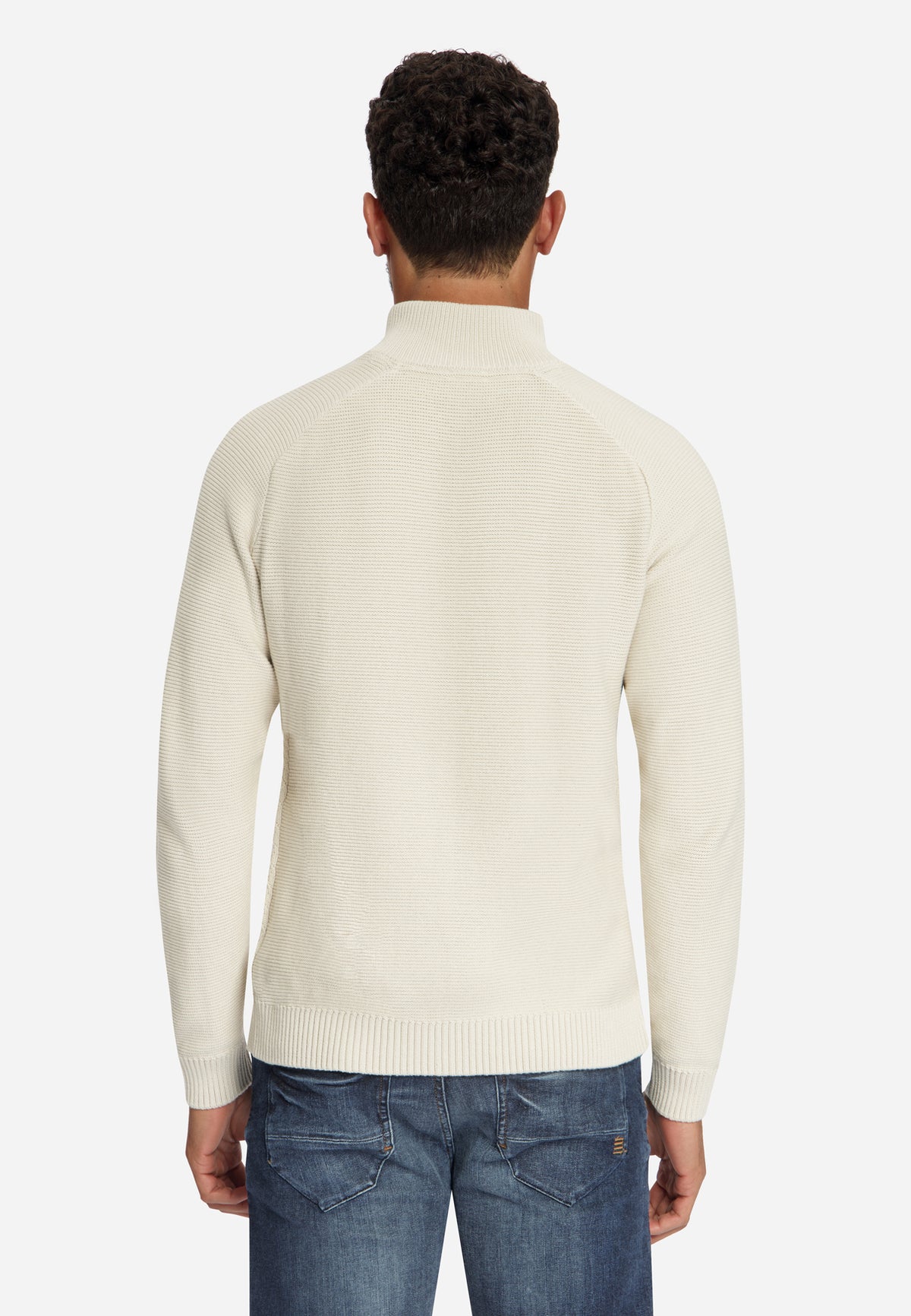 Pull à demi-zip en maille torsadée | Stone