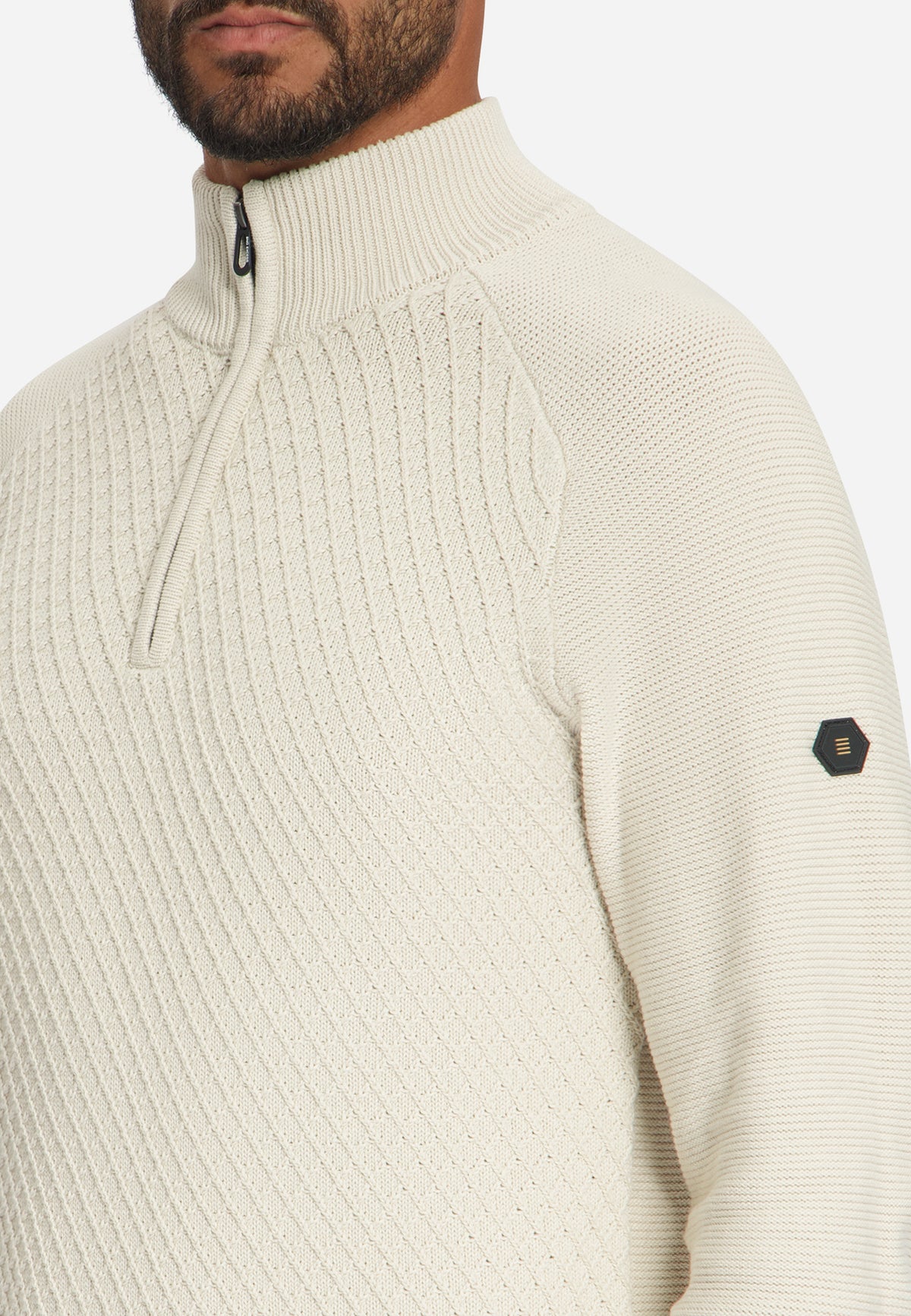 Pull à demi-zip en maille torsadée | Stone