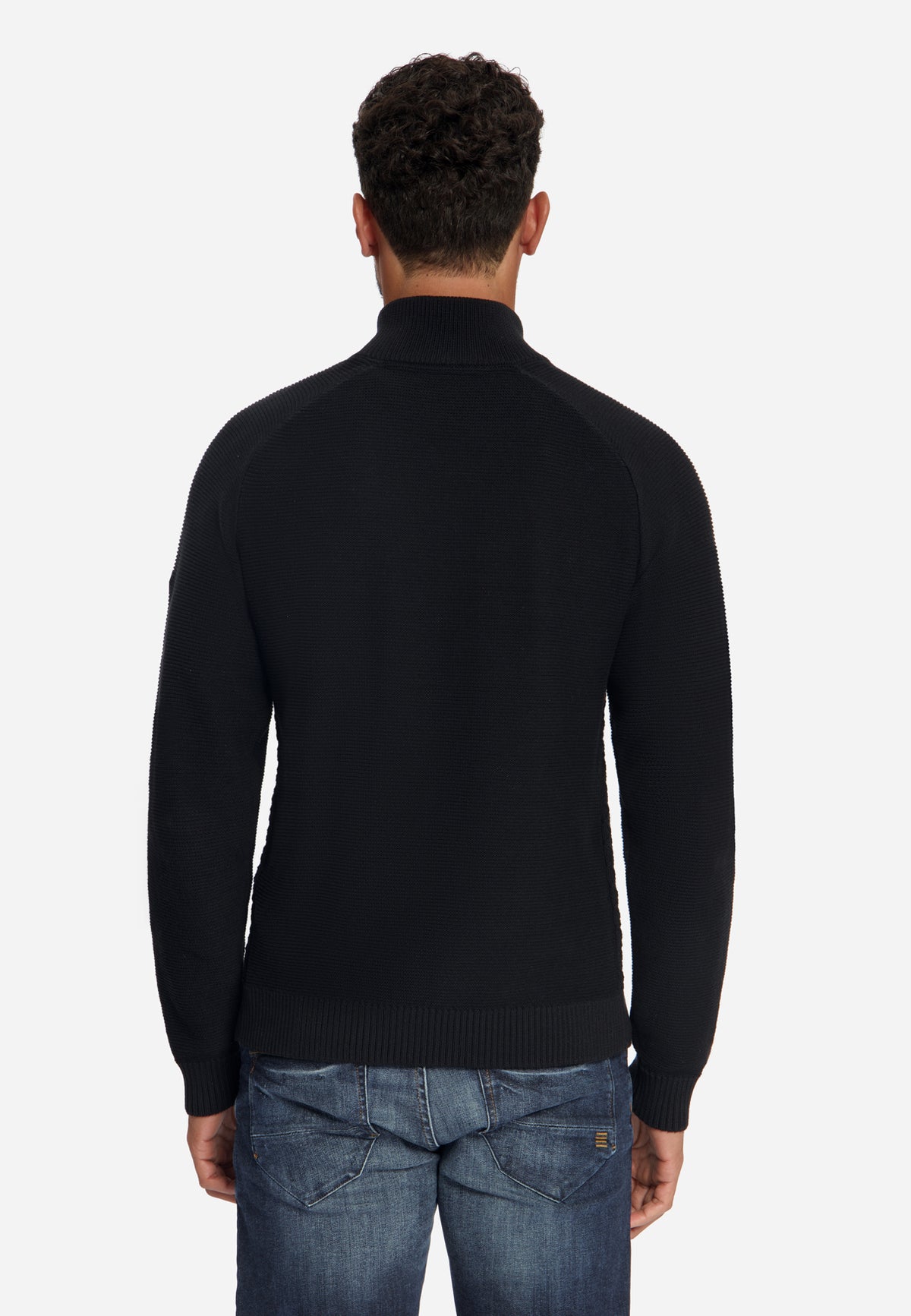 Cable Knit Half-Zip Jumper | Black