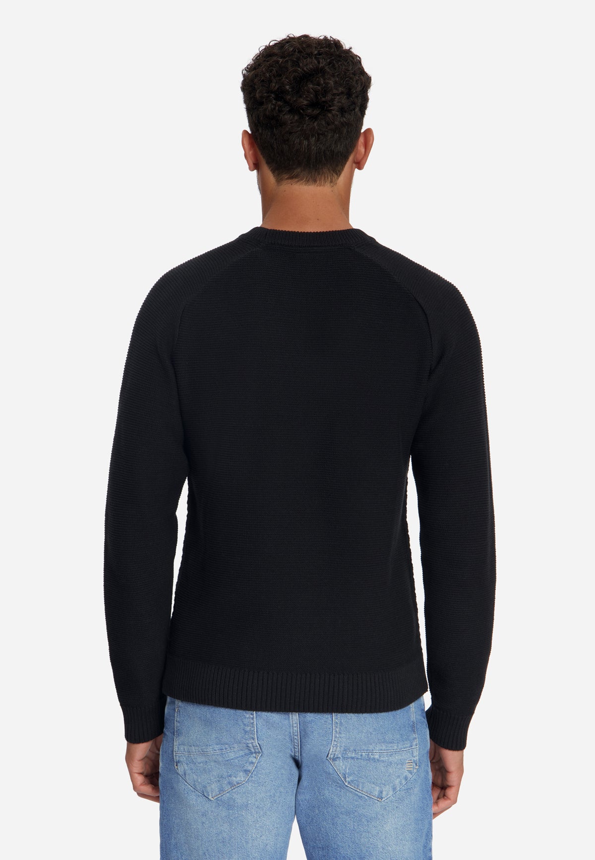 Cable Knit Crew Neck Jumper | Black