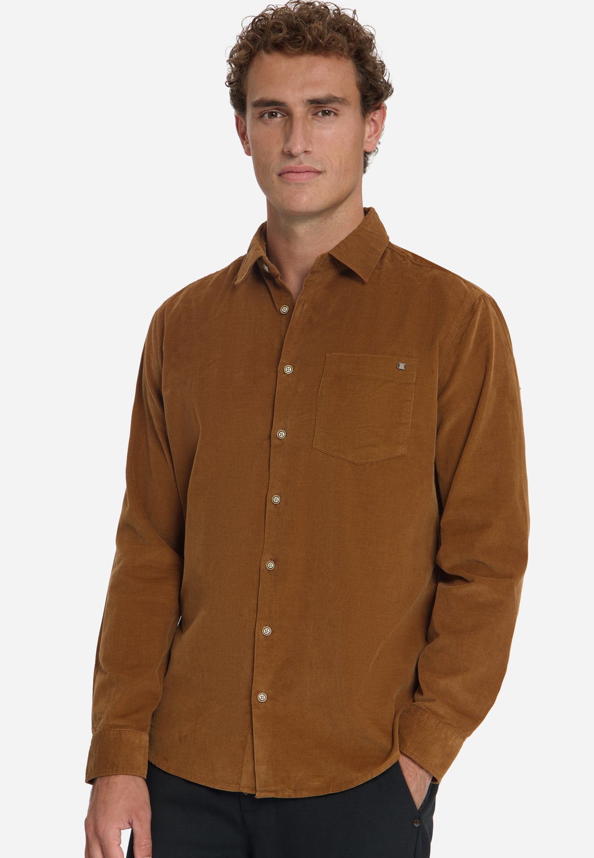 Fijn corduroy overhemd | Karamel