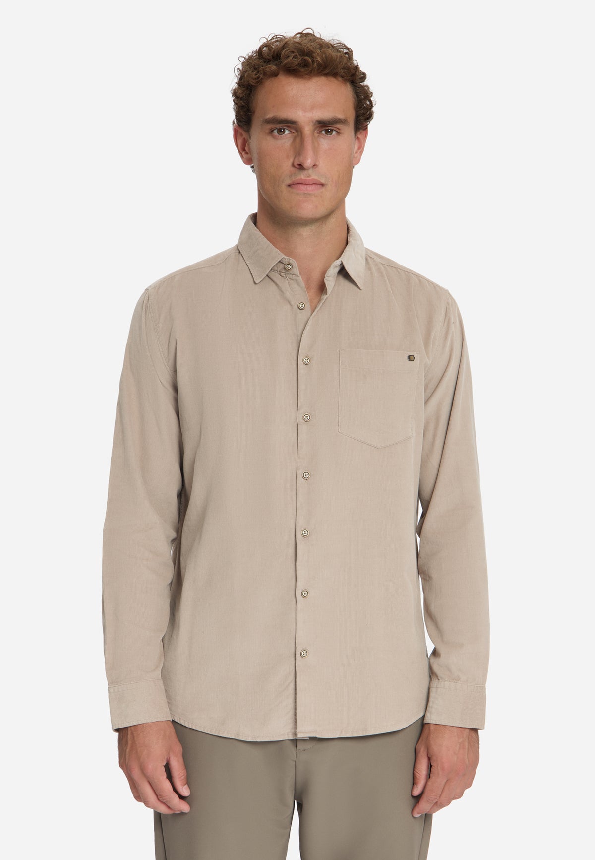 Chemise en velours côtelé fin | Cement