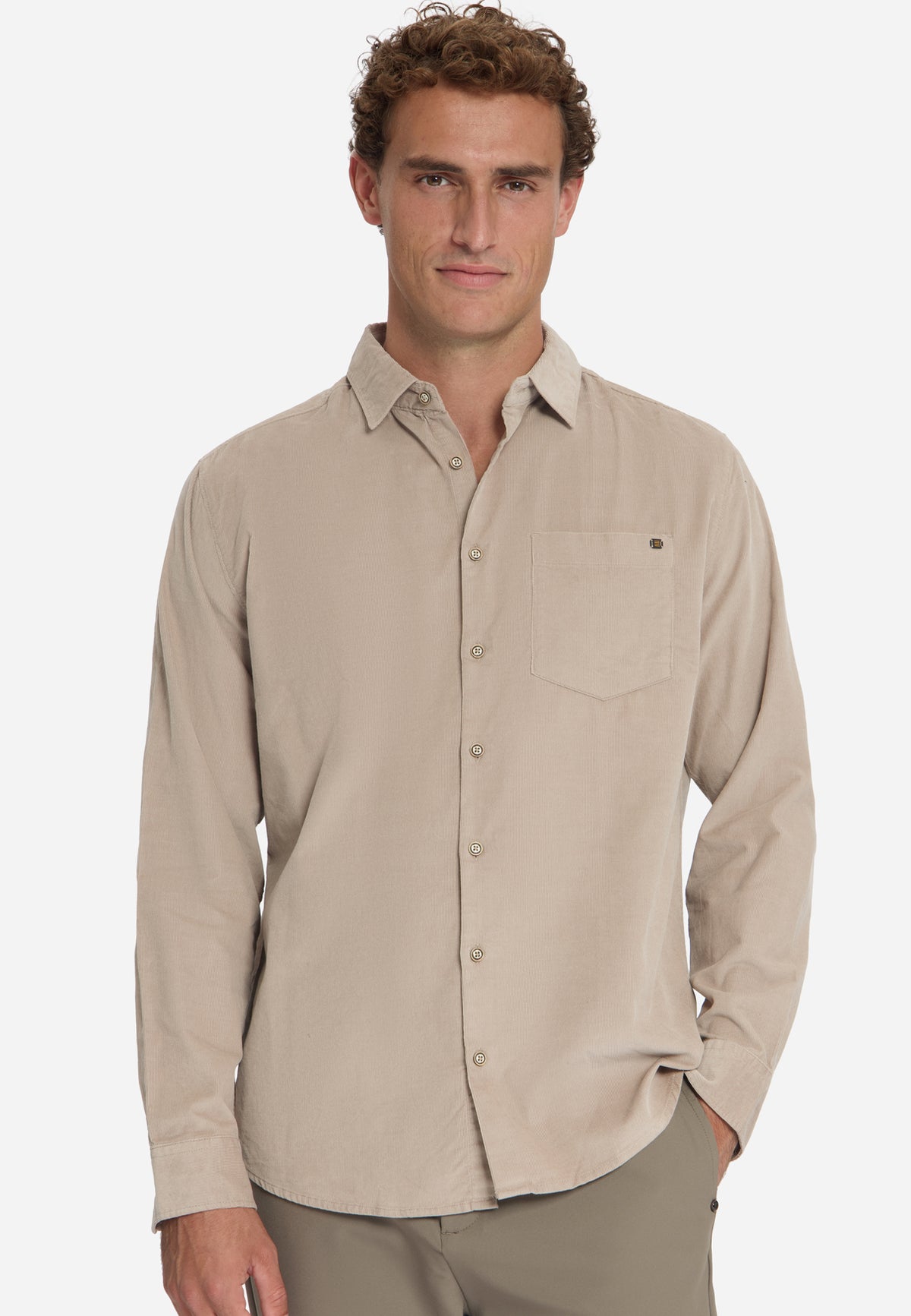 Chemise en velours côtelé fin | Cement