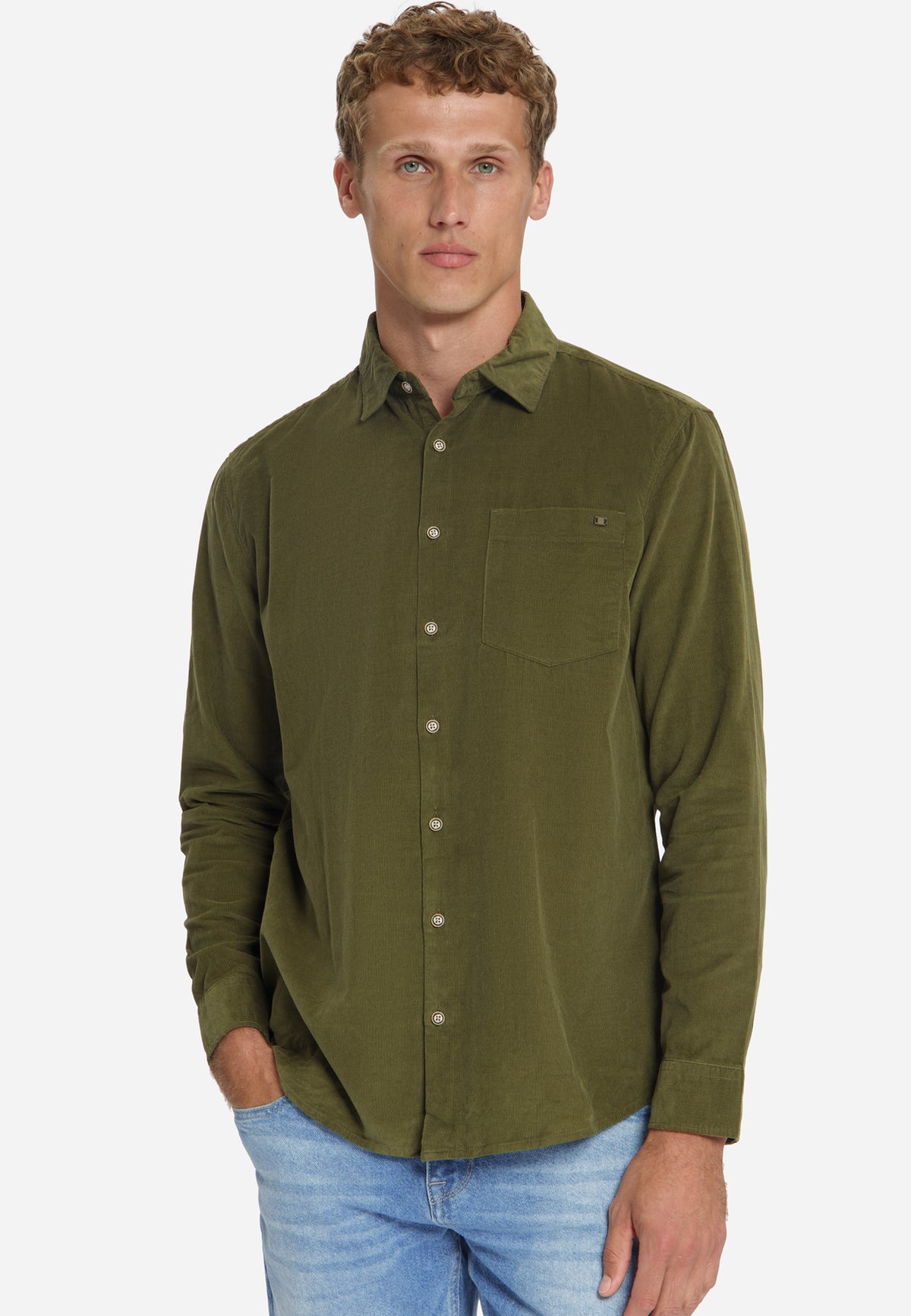 Fine Corduroy Shirt | Moss