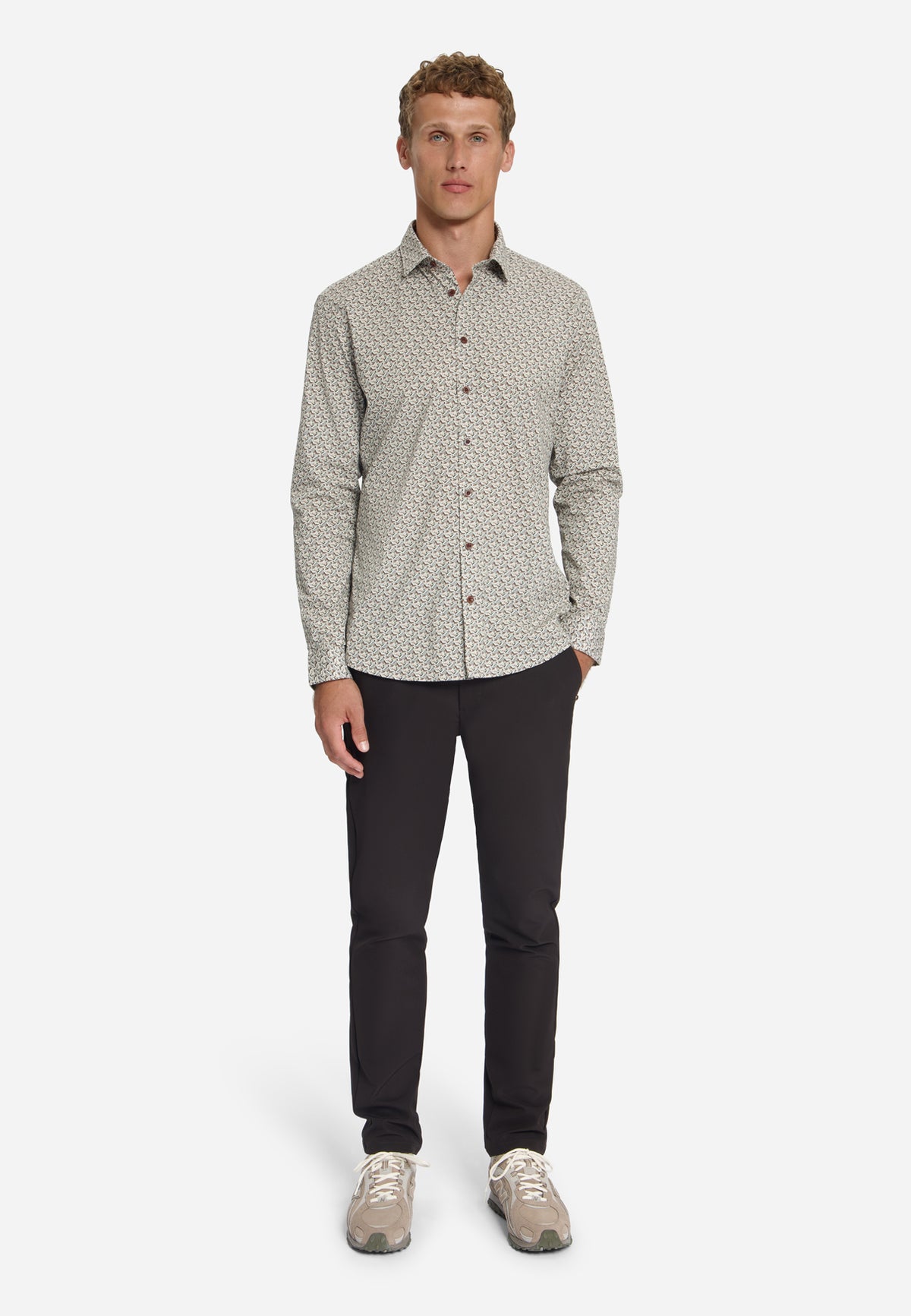 Printed Stretch Shirt | Caramel