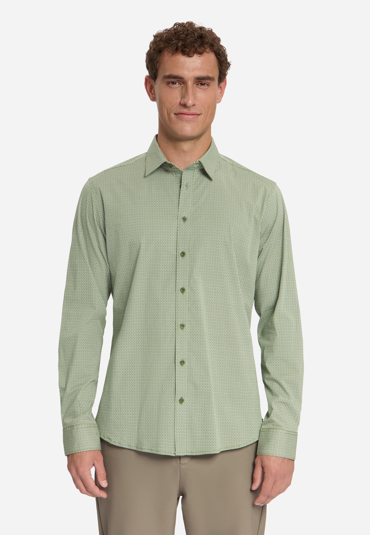 Fine Geometric Shirt | Moss