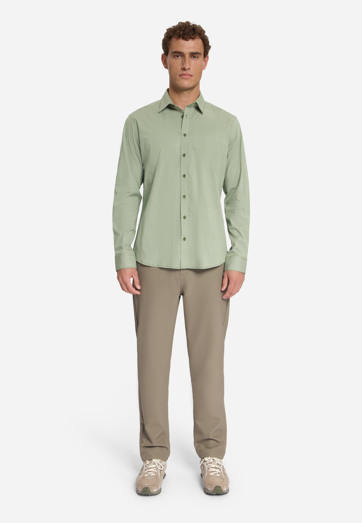 Fine Geometric Shirt | Moss