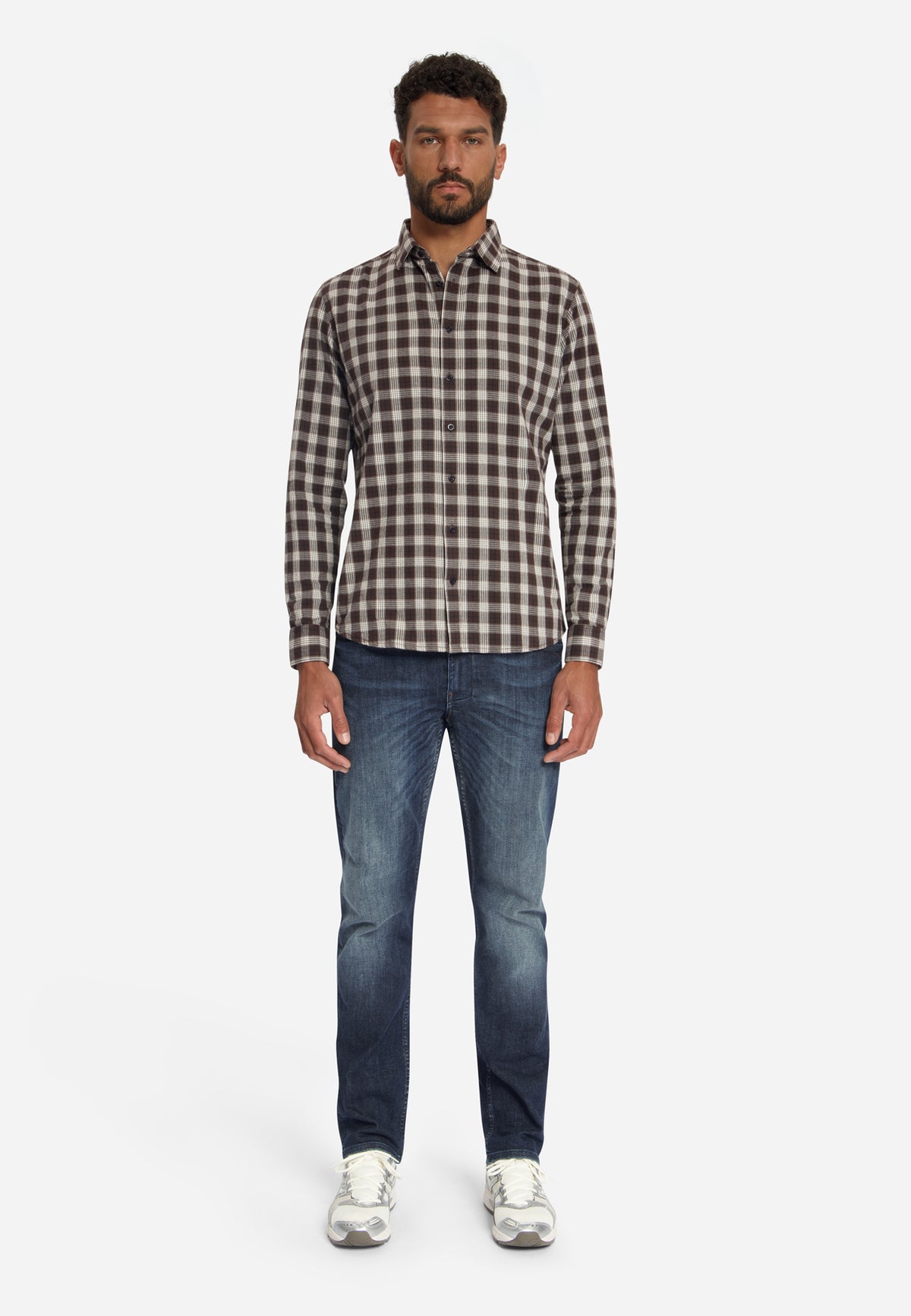 Katoenen geruit overhemd | Dark Brown