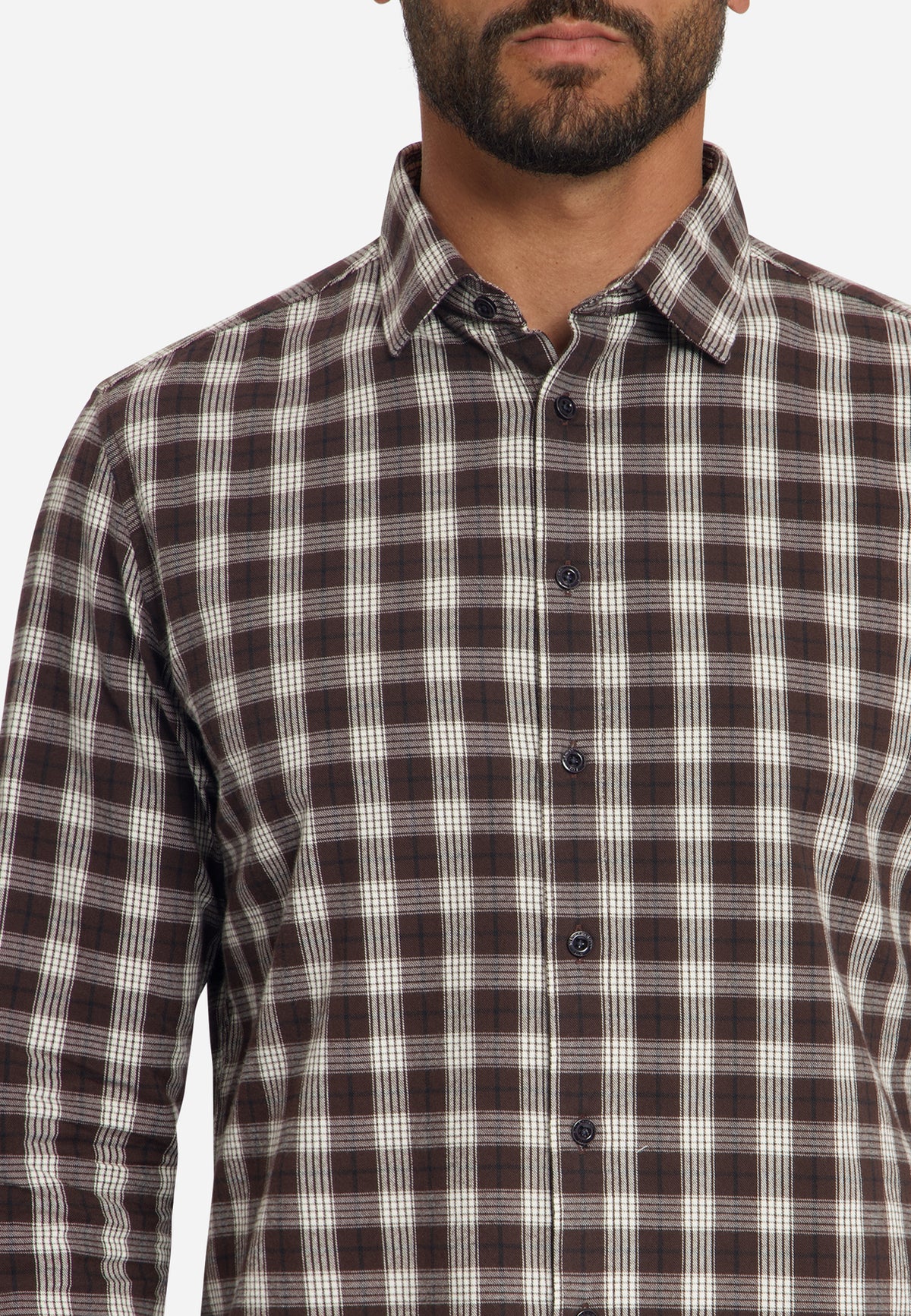 Katoenen geruit overhemd | Dark Brown