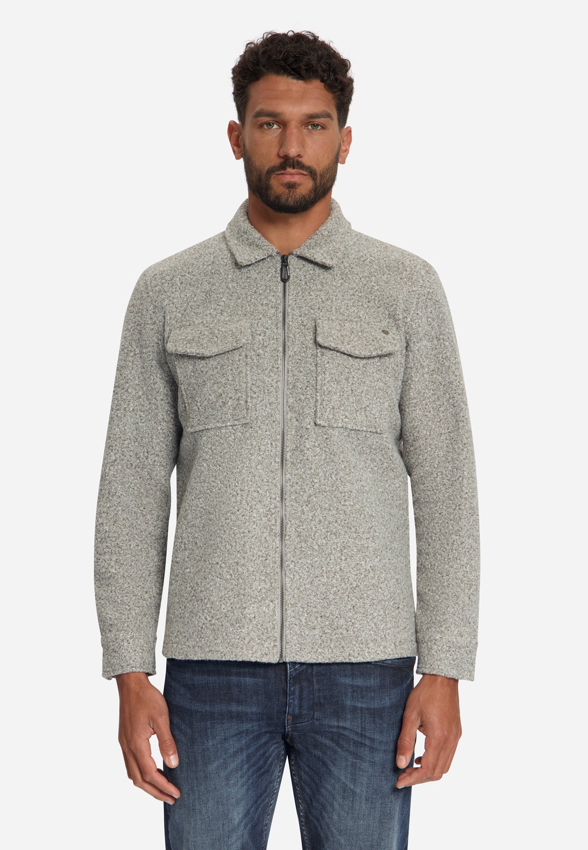 Surchemise bouclé zippée | Grey Melange