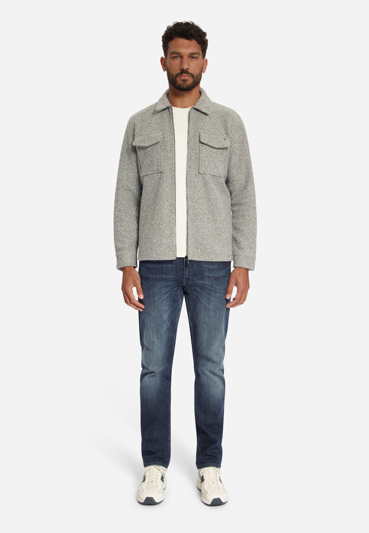 Surchemise bouclé zippée | Grey Melange