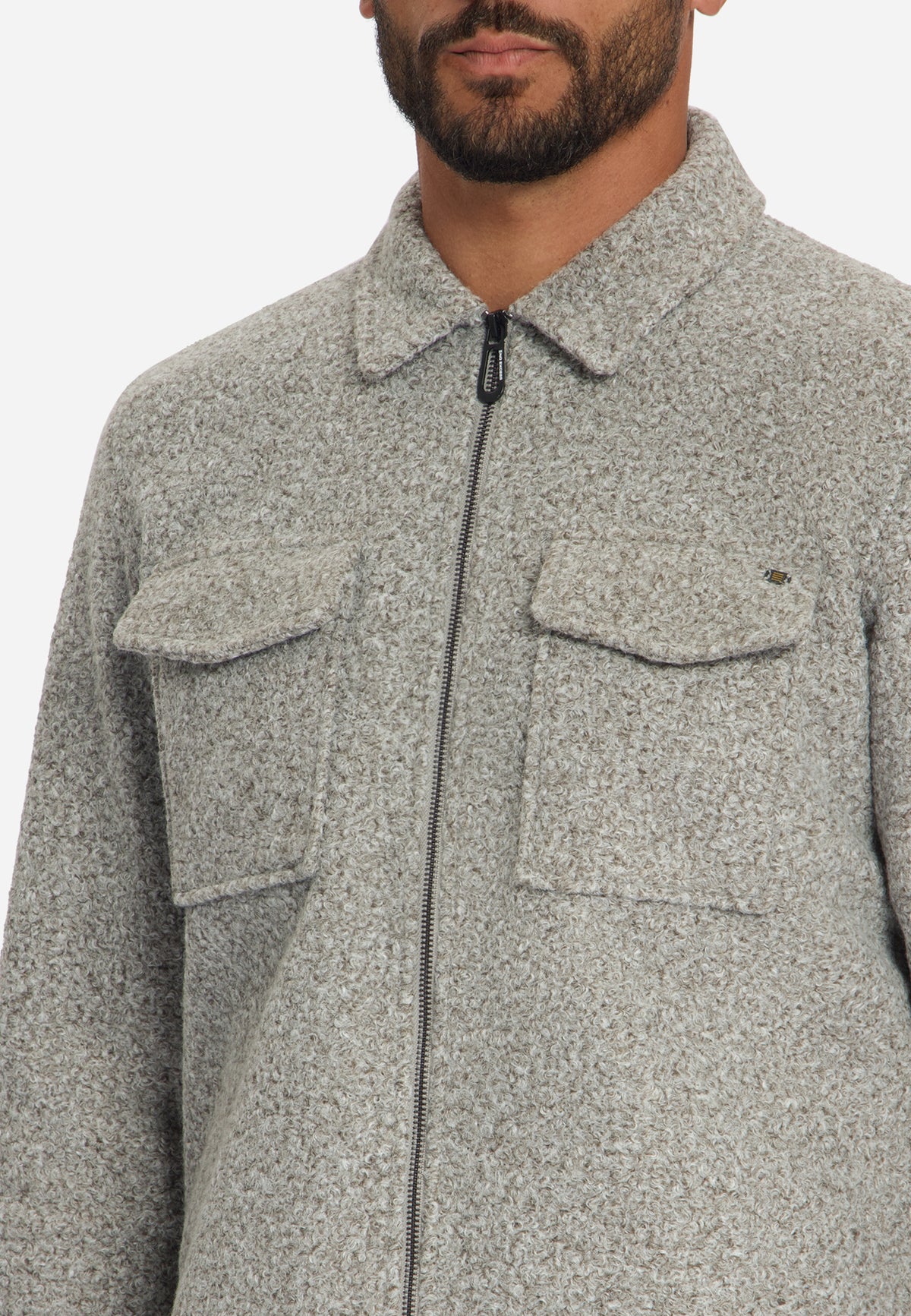 Surchemise bouclé zippée | Grey Melange